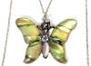 Lovely Glacier Pearle Butterfly Pendant on Dainty 18" Long Stamped 925 Sterling Silver Chain