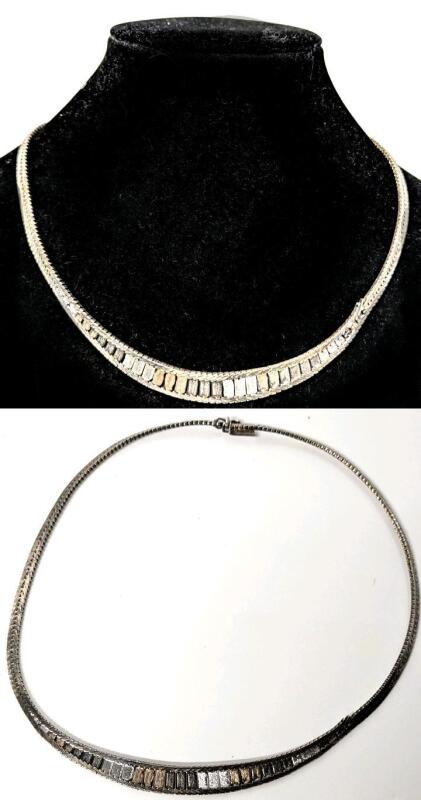 Vintage Stamped 925 Italy Gorgeous Collier Necklace, Box Clasp With Safety Latch, 15" Long