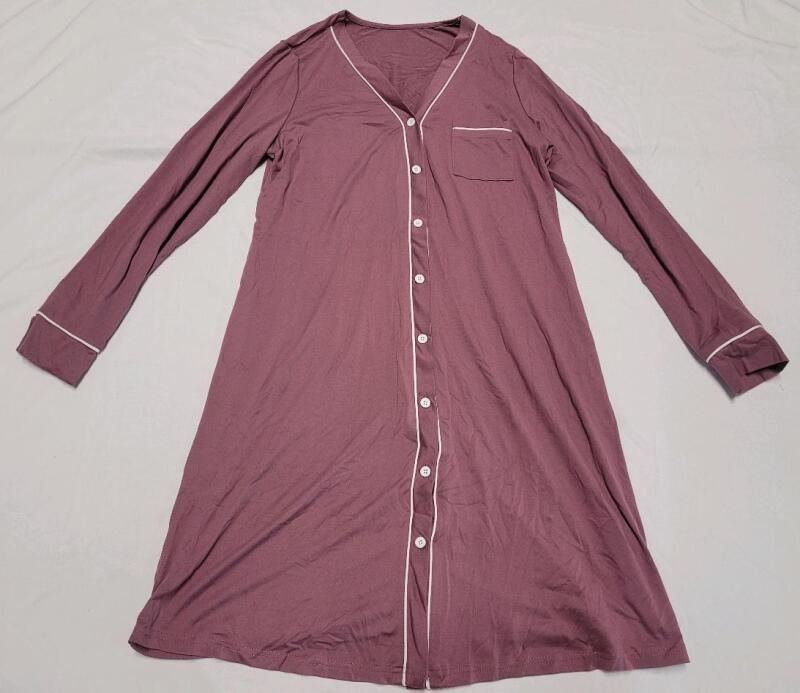 New Women's Sz. Small (4) Purple Long-Sleeve Button Down Nighty