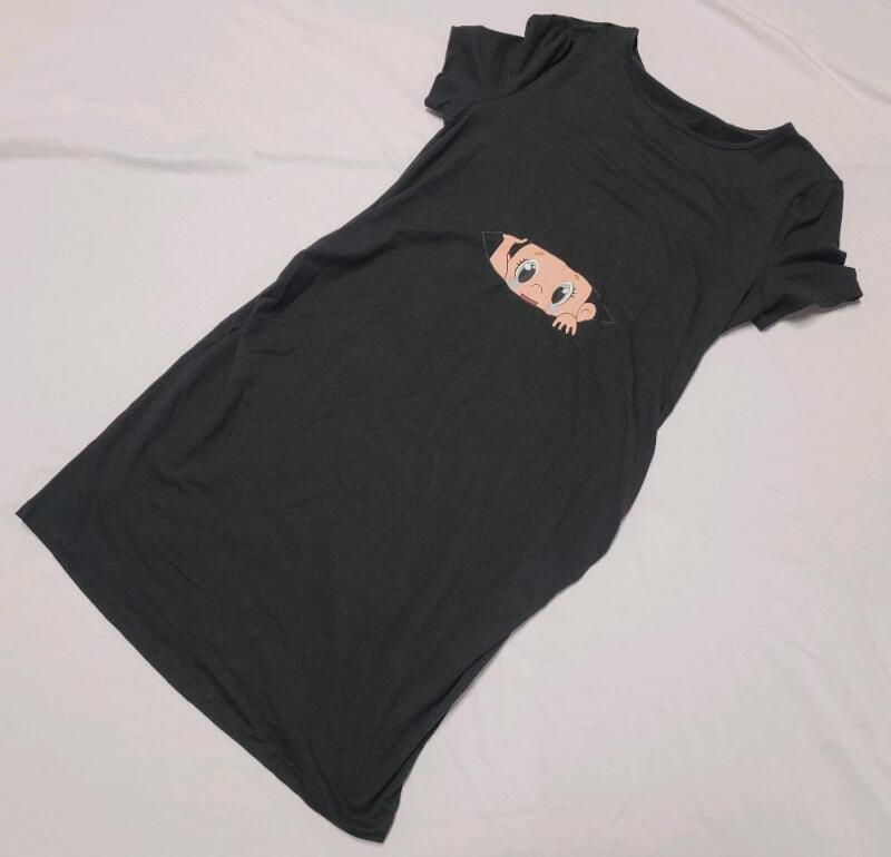 New Women's Sz. Large Baby Pregnancy Long Shirt , Black