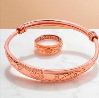 Pure Copper Etched Set 1 Ring + 1 Bracelet Adjustable