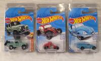 Three (3) 2017 Hotwheels Diecast Model Cars - Sealed Packs in Protecto-Paks