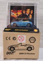 James Bond 007 BMW Z3 Roadster from " Goldeneye " Movie - 1/64 Diecast Model Car & Original Box . 2008 Shell Gas European Release .