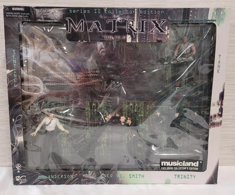 Matrix " The Film " Series II Collector Edition 6" Action Figure Set by N2 Toys for MusicLand . Release Date 2000 . Includes : Mr. Anderson, Neo vs. Smith, Trinity, Tank, and a Sentinel.
