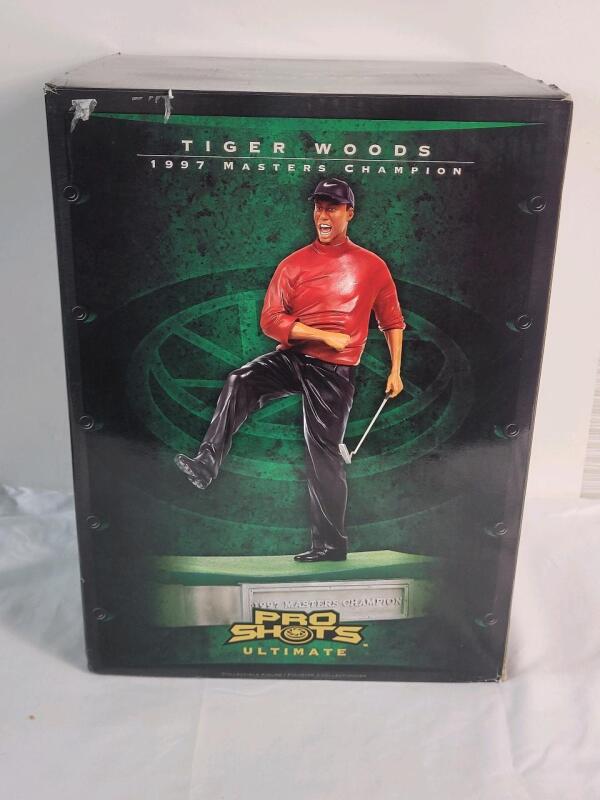 Upper Deck Pro Shots Ultimate TIGER WOODS 1997 Masters Champion Resin Statue w/Original Box . Measures 13.5" with Base . See Description