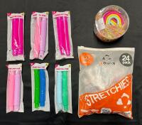 New Assorted Kids Fidget Toys, Includes 24 Stretchies, 6 Fidget Toys, and Several Rainbow Keychains