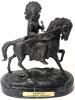 Indian Warrior on Horseback, After Frederick Remington "Warrior" Bronze on Marble Base, 3" &times; 5.8" &times; 7" Tall, Estimated Hammer Price $100-$200