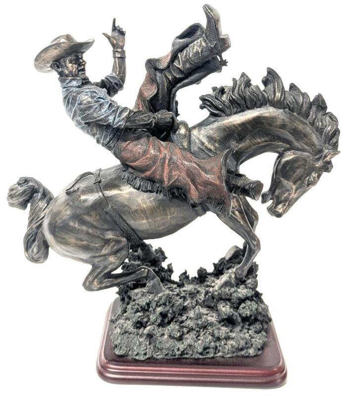 The Branding Iron "Out of the Gate" VCB2088318 Numbered, Limited Edition Statue in Wood Base. 10" Tall, Estimated Hammer Price $50 - $100