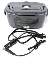 [Chipped Handle] Electric Warming Bento Lunchbox With Car Adapter & Stainless Steel Lining, Untested, As-Is, 6.3" &times; 5.4" &times; 4"