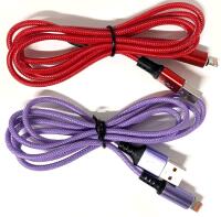 2 New Apple iPhone Lighning to USB-A Nylon Braided Charging Cables, 3.9ft Each