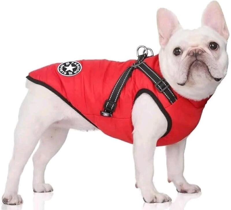 New Size 3XL* Dog Jacket Winter Vest Jackets,Dog Coat with Harness for Small Dogs Dog Coat Waterproof Machine Washable Reflective Stripe Design Durable D-Ring (See Photos For Sizing)