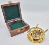 New 2.5" Solid Brass Combination Sundial & Compass in Wooden Box