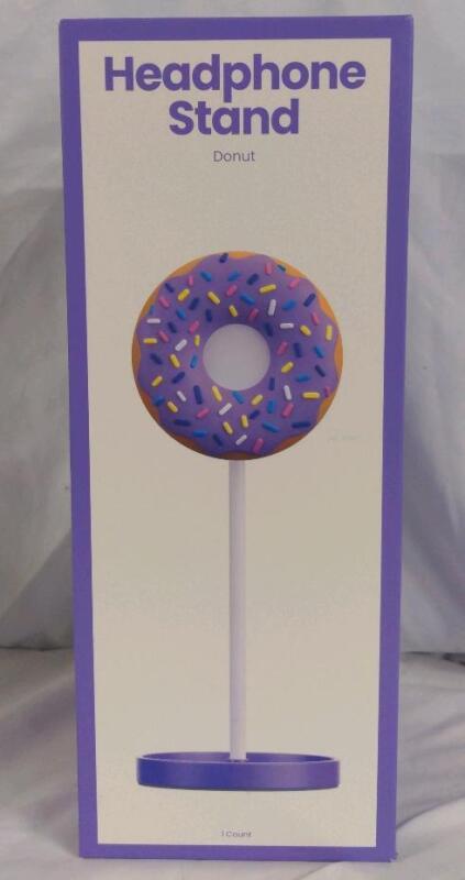 New in Box Headphone Stand w/ Donut Design, Purple/White