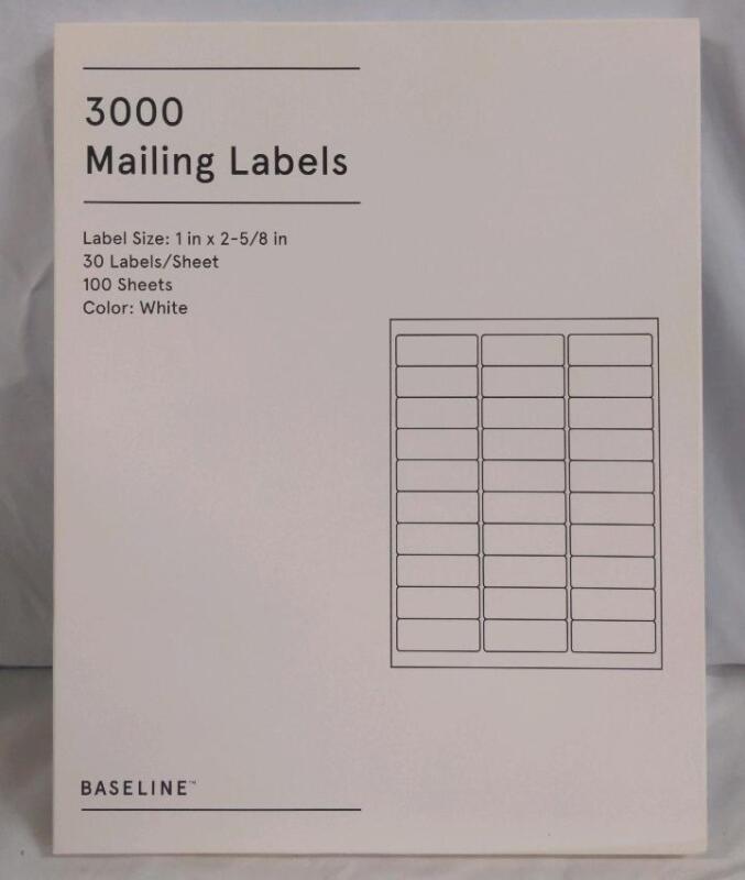 New Baseline 3000 Mailing Labels 1" x 2-5/8"