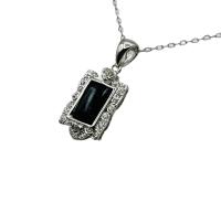 Sterling Silver Natural Black Onyx and CZ with Sterling Silver Chain, Retail $300.00.