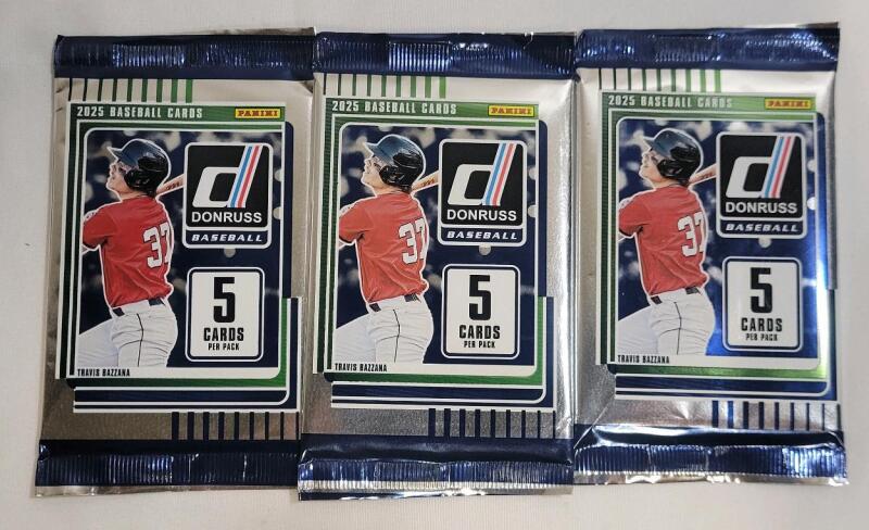 2025 Panini Donruss MLB Baseball Sealed Trading Card Wax Packs , Three (3) Sealed Wax Packs