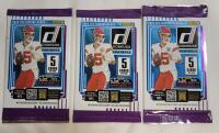 2025 Panini Donruss NFL Football Sealed Trading Card Wax Packs , Three (3) Sealed Wax Packs . Tiny small holes on side of 2 packs