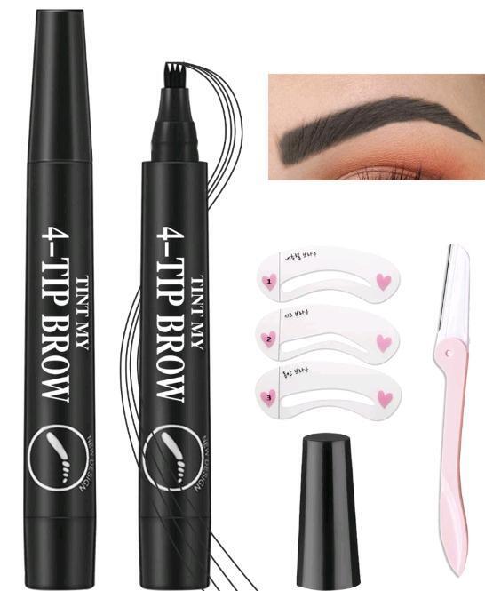 New Eyebrow Makeup Kit Black - Eyebrow Stencils, Razor & Pencil Exp 2026/05/25