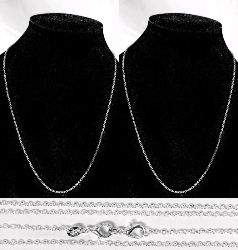 2 New Brilliant Dainty Stamped 925 Cable Chains, 18" Long