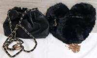 New Faux Leather Bag & Heart Shaped Zipper Bag w/ Chain