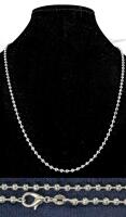 New 20" Long Sterling Silver Stamped 925 Ball Bead Chain With Lobster Clasp