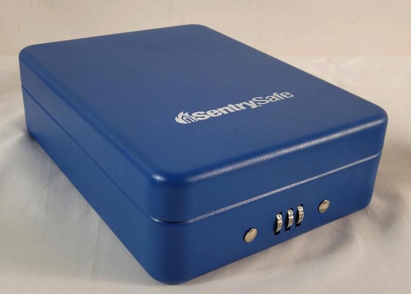 Sentry Safe Home Mini Safe . Measures 6"&times;8"&times;2.5" (inside 5"&times;6.5"&times;1 &frac34;) . Winning bidder will receive combination