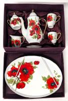 Child's Size Adeline Collection 10-Piece Poppy Mini Tea Set With Box, Up To 4.75" Tall, No Chips or Cracks