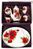 Child's Size Adeline Collection 10-Piece Poppy Mini Tea Set With Box, Up To 4.75" Tall, No Chips or Cracks