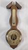 Russian Wall Mount Wooden Weather Station Barometer / Thermometer . Measures 14" tall .