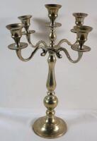 17 &frac14;" Brass 5-Arm Candelabra .