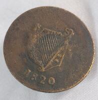 **RARE** 1820 Lower Canada Bust and Harp 1/2 Penny Token . Slight Curve to Coin