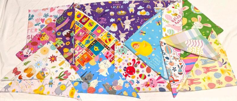 12+ New Spring & Easter-Themed Dog + Pet Bandanas, 25" Across &times; 12" Long