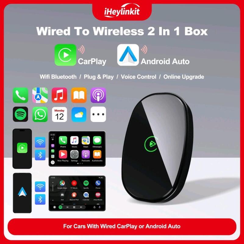 As-New iHeylinkit 2-In-One Carplay / Android Auto Adapter, Plug & Play, USB-C Connector/Power Cable, Tested For Power