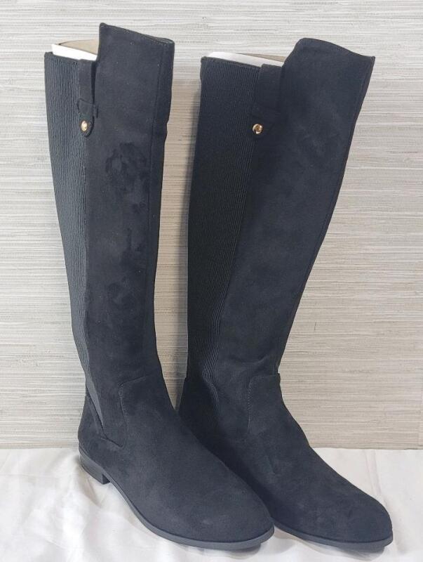 New Women's Sz. 8.5 Anne Klein Audrey Black Suede Knee-High Boots .