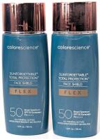 [See Desc] 2 ColoreScience Sunforgettable Total Protection Face Shield Flex 50SPF Tinted Sunscreens : For Fair & Medium Skin Tones, 55ml Each, EXP 05/06 2026