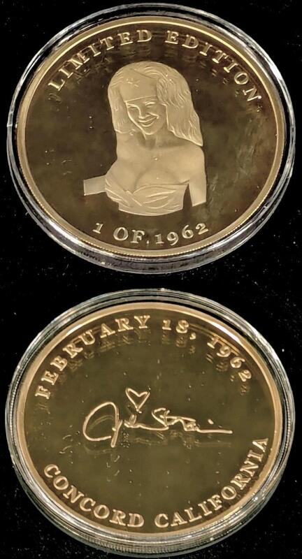 Limited Edition JULIE STRAIN (1962&ndash;2021) FANS CLUB Wonder Woman Collectable Medallion, February 18, 1962 Concord California, 1 of 1962, in Hard Protective Case, 2.3" Diameter Each