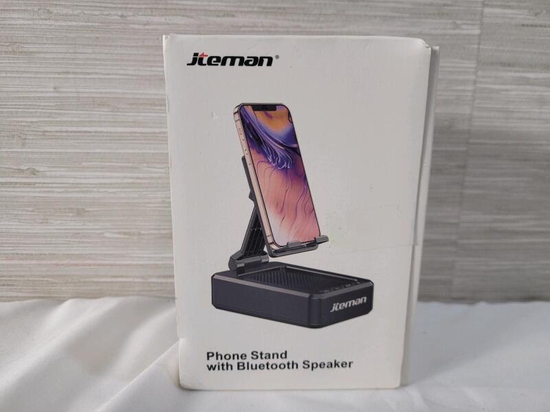 As New - Jteman Phone Stand with Bluetooth Speaker , Black