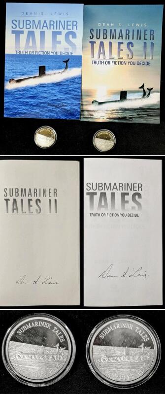 Signed DEAN S. LEWIS " Submariner Tales I & II : Truth Or Fiction You Decide" Paperback Books With Matching Commemorative Coins in Hard Cases (Which Also Worked As $20 Store Credit For Author's Now-Closed Collectables Plus Store in St Thomas Ontario)