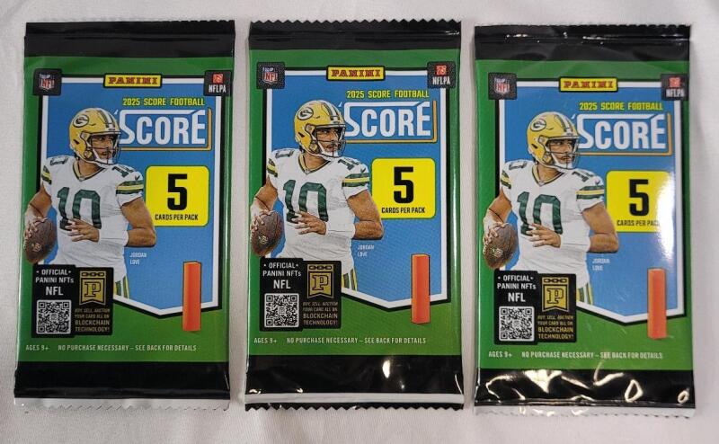2025 Panini Score NFL Football Sealed Trading Card Wax Packs , Three (3) Sealed Packs