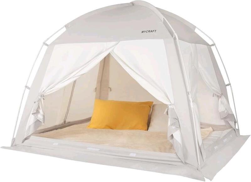 New Mycraft Queen Size Bed Tent. Privacy Dream Tent for Cozy Indoor Sleeping, Light-Reducing,and Breathable, with 4 Doors.