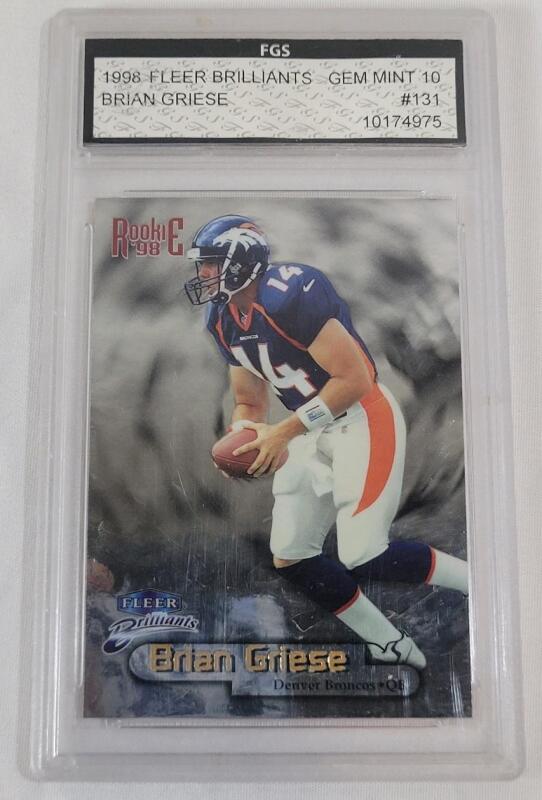 1998 Fleer Brilliants Brian Griese #131 Rookie Trading Card . Graded FGS GEM MT 10