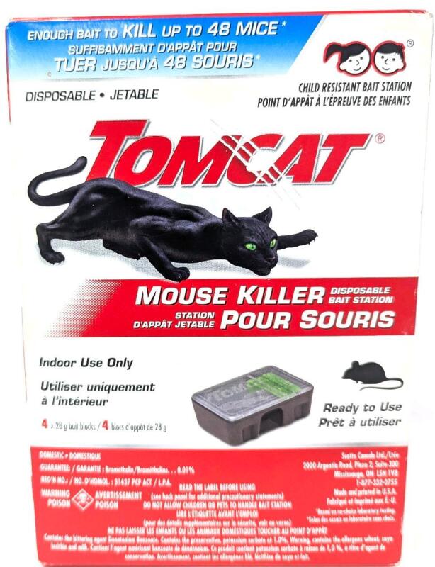 New TOMCAT Mouse Killer Disposable Bait Station, Enough Bait For Up To 48 Mice! 4 &times; 28g Bait Blocks