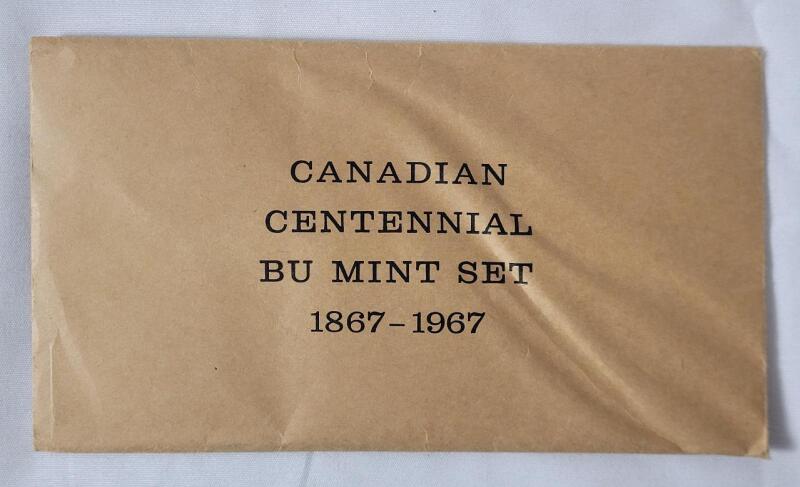 1967 (1867-) Canadian Silver Centennial Brilliant Uncirculated Mint Silver Coin Set Sealed in Original Canadian Mint Envelope - Never Opened