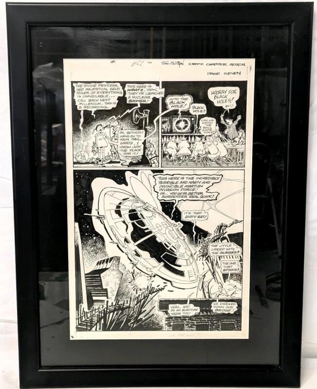 Original Vintage 1990 " DEATH RATTLE : Dr Wrotwang's Wratzwerks " Comic Art by TOM SUTTON (1937 - 2002) - Chapter 7, Page 7 - Professionally Framed & Matted, 17" &times; 23"