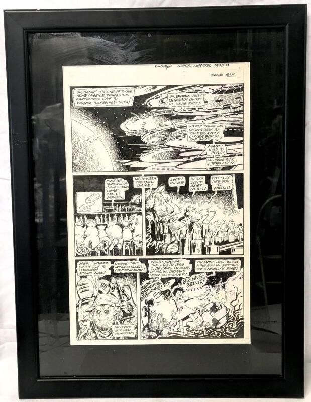 Original Vintage 1990 " DEATH RATTLE : Dr Wrotwang's Wratzwerks " Comic Art by TOM SUTTON (1937 - 2002) - Chapter 7, Page 6 - Professionally Framed & Matted, 17" &times; 23"