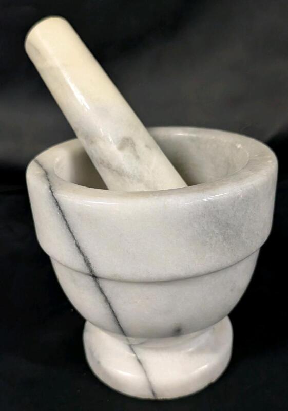 Marble Pestle and Mortar. Mortar measures 4" Tall