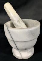 Marble Pestle and Mortar. Mortar measures 4" Tall