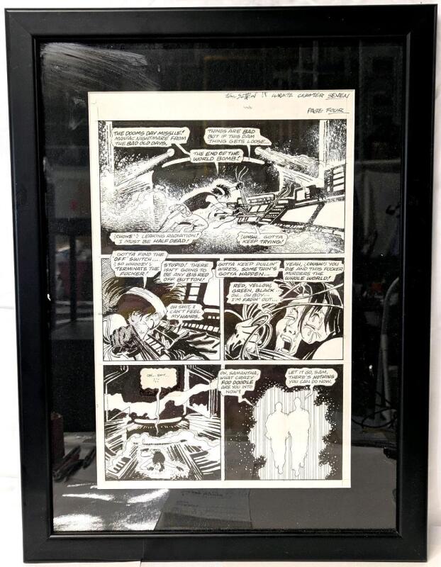 Original Vintage 1990 " DEATH RATTLE : Dr Wrotwang's Wratzwerks " Comic Art by TOM SUTTON (1937 - 2002) - Chapter 7, Page 4 - Professionally Framed & Matted, 17" &times; 23"