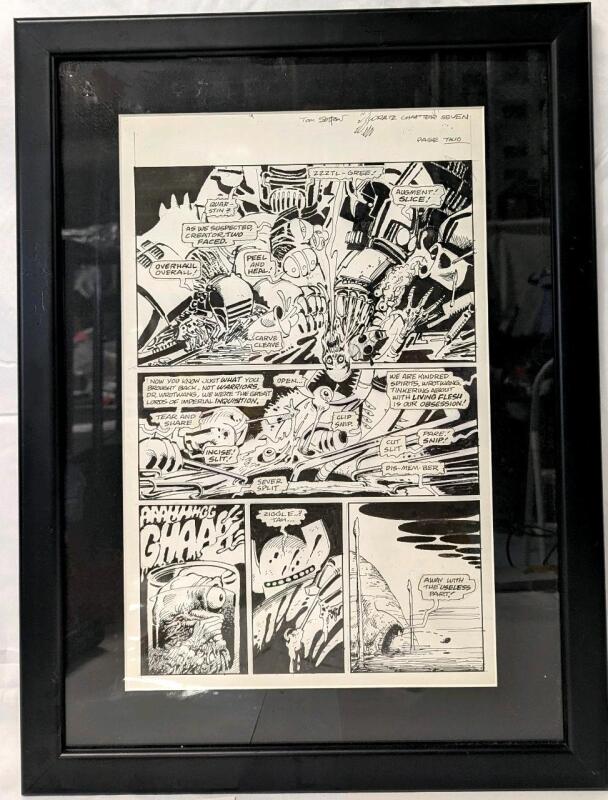 Original Vintage 1990 " DEATH RATTLE : Dr Wrotwang's Wratzwerks " Comic Art by TOM SUTTON (1937 - 2002) - Chapter 7, Page 2 - Professionally Framed & Matted, 17" &times; 23"