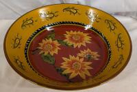 Hand Painted Terracotta Peir 1 Bowl. Sunflower Pattern. 11" Across